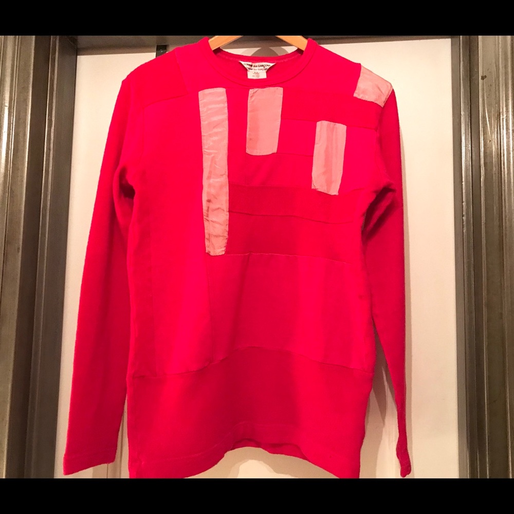 Comme des Garçons hot pink crew neck L/S Swtr Med.